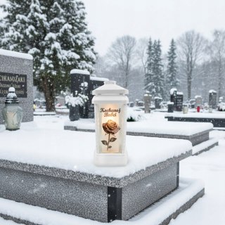 Znicz duży na grób cmentarz lampion dla babci kapliczka + wkład w zestawie