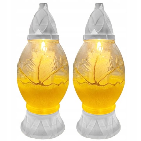 Duży znicz wielkanocny na cmentarz pisanka żółty lampion szklany ozdobny