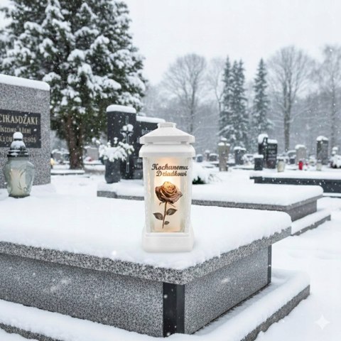 Znicz duży na grób cmentarz lampion dla dziadka kapliczka + wkład