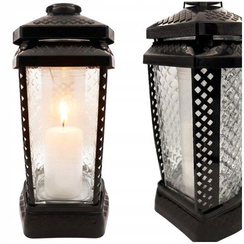 Znicz duży szklany ozdobny na grób cmentarz lampion dekoracyjny klasyczny czarny