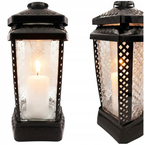 Znicz duży szklany ozdobny na grób cmentarz lampion dekoracyjny klasyczny czarny