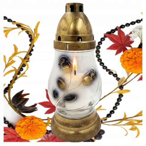 Znicz ozdobny szklany na grób cmentarz lampion dekoracyjny wkłady róża