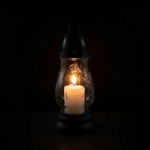 Znicz szklany ozdobny na grób cmentarz lampion dekoracyjny róża + wkład