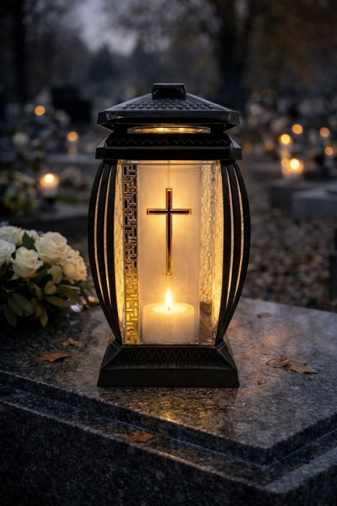 2x duży znicz lampion na cmentarz grób kapliczka ozdobny dekoracyjny krzyż