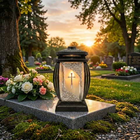 2x duży znicz na cmentarz lampion na grób kapliczka ozdobny dekoracyjny srebrny