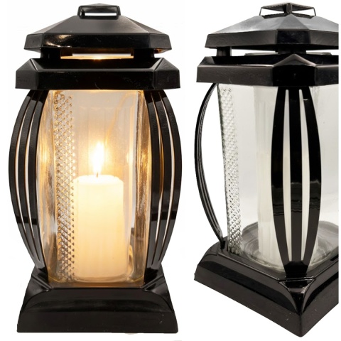 2x klasyczny znicz duży lampion na grób cmentarz kapliczka ozdobny dekor czarny