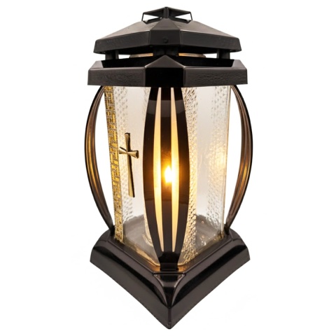 2x znicz duży lampion na grób cmentarz kapliczka ozdobny dekoracyjny krzyż złoty