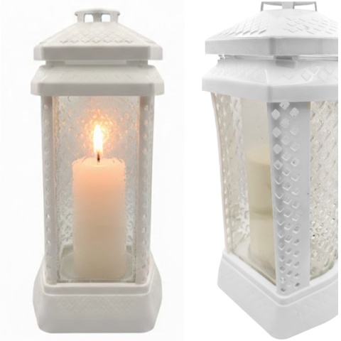 2x znicz duży szklany ozdobny na grób cmentarz lampion dekor klasyczny biały