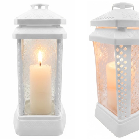 2x znicz duży szklany ozdobny na grób cmentarz lampion dekor klasyczny biały