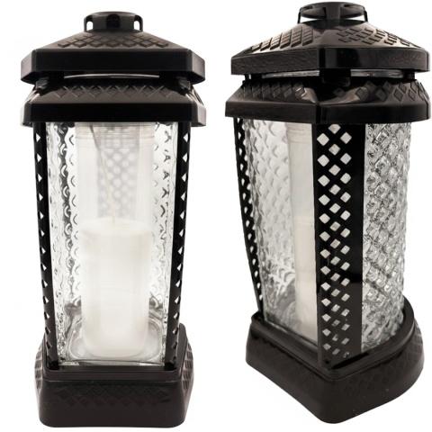 2x znicz duży szklany ozdobny na grób cmentarz lampion dekor klasyczny czarny
