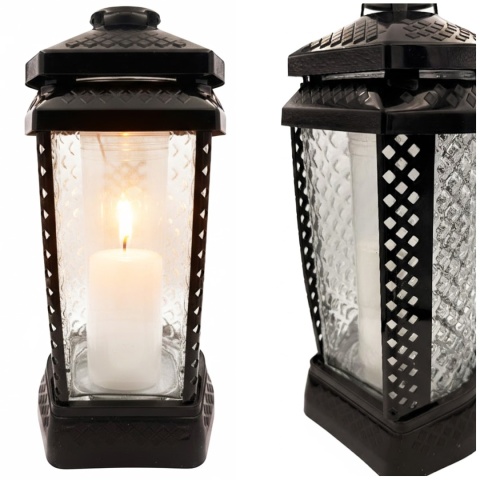 2x znicz duży szklany ozdobny na grób cmentarz lampion dekor klasyczny czarny