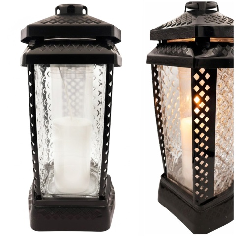 2x znicz duży szklany ozdobny na grób cmentarz lampion dekor klasyczny czarny
