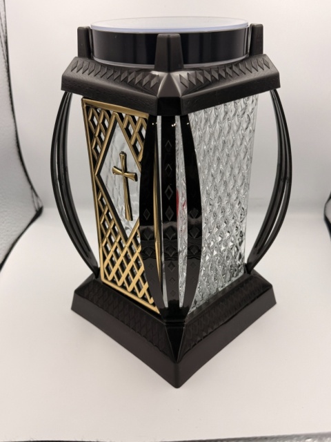2x znicz solarny led duży szklany na cmentarz grób lampion ledowy kratka