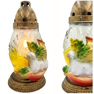 2x znicz wielkanocny na cmentarz pisanka baranek lampion szklany wiosenny