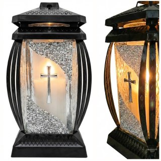 Duży znicz na cmentarz lampion na grób kapliczka ozdobny dekoracyjny srebrny