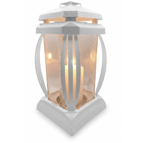 Klasyczny znicz duży lampion na grób cmentarz kapliczka biały dekoracyjny