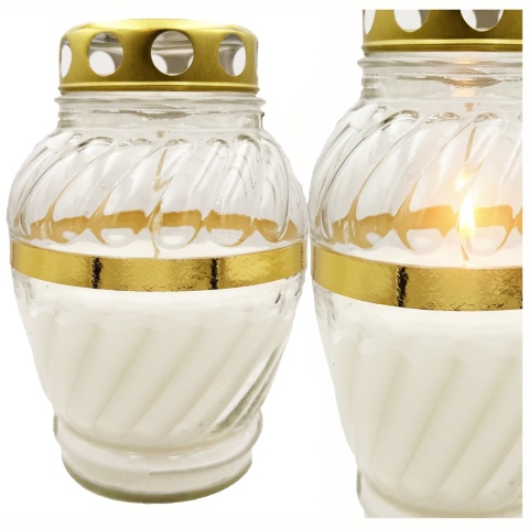 2x znicz duży szklany ozdobny na grób cmentarz lampion zalewany biały