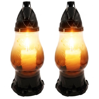 2x znicz ozdobny szklany na grób cmentarz lampion dekoracyjny róża brązowy