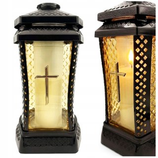 ZNICZ DUŻY SZKLANY OZDOBNY NA GRÓB LAMPION ŻÓŁTE SZKŁO ELEGANCKI