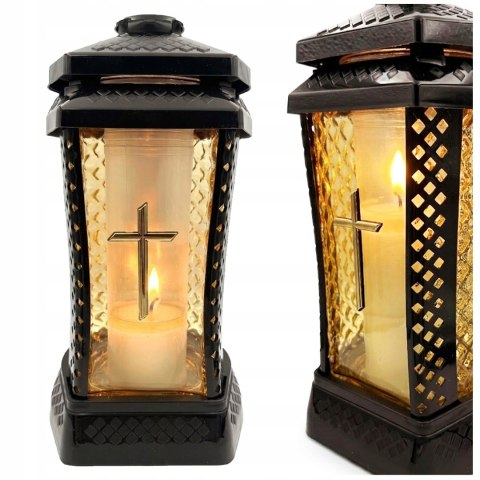 ZNICZ DUŻY SZKLANY OZDOBNY NA GRÓB LAMPION ŻÓŁTE SZKŁO ELEGANCKI