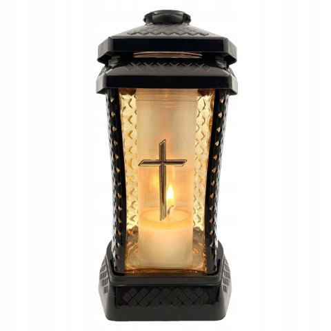 ZNICZ DUŻY SZKLANY OZDOBNY NA GRÓB LAMPION ŻÓŁTE SZKŁO ELEGANCKI