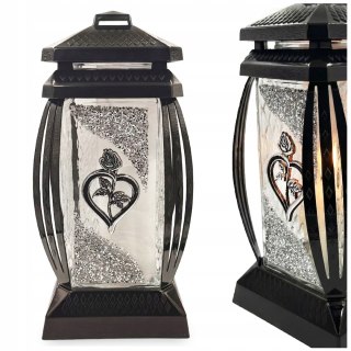 2x DUŻY ZNICZ OZDOBNY SZKLANY NA CMENTARZ GRÓB LAMPION DEKORACYJNY SREBRNY