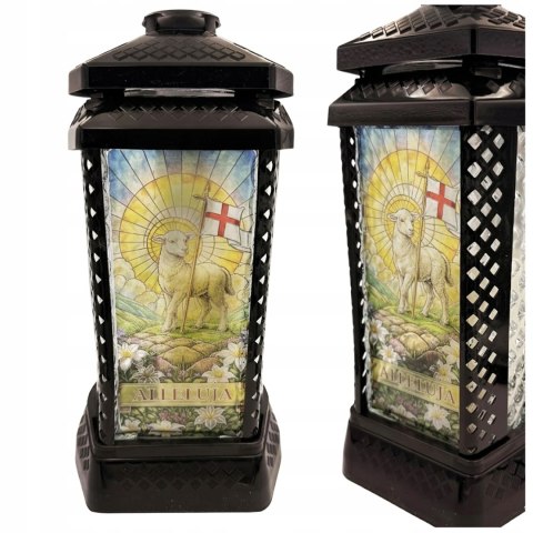 ZNICZ DUŻY SZKLANY OZDOBNY NA GRÓB LAMPION WIELKANOCNY + WKŁAD W ZESTAWIE