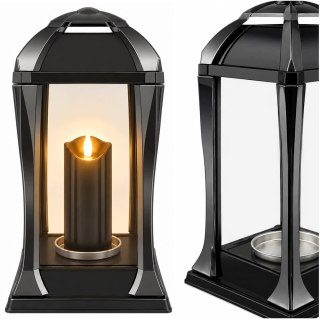 ZNICZ NA CMENTARZ GRÓB DUŻY SZKLANY OZDOBNY LAMPION WKŁAD LED GRATIS GRAFIT