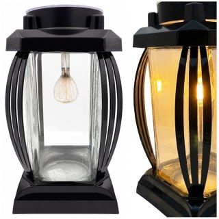 ZNICZ SOLARNY LED DUŻY SZKLANY NA CMENTARZ CZARNY LAMPION LEDOWY CZARNY