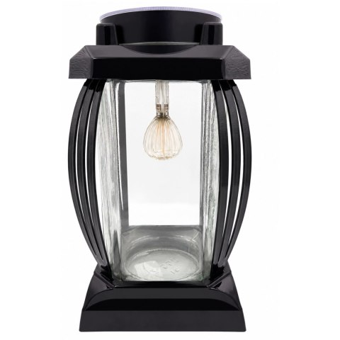 ZNICZ SOLARNY LED DUŻY SZKLANY NA CMENTARZ CZARNY LAMPION LEDOWY CZARNY