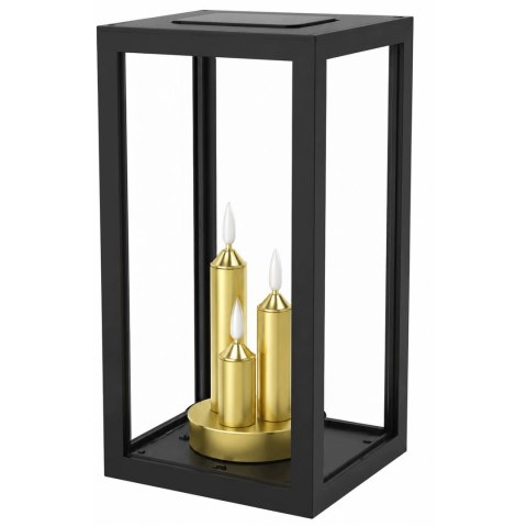 ZNICZ SOLARNY LED DUŻY SZKLANY NA CMENTARZ LAMPION DEKORACYJNY TRIO CZARNY