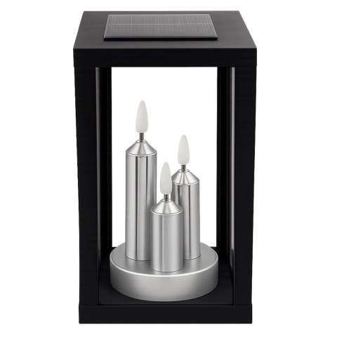 ZNICZ SOLARNY LED SZKLANY NA CMENTARZ GRÓB DEKORACYJNY LAMPION TRIO SREBRO