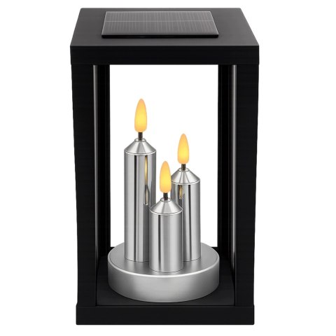 ZNICZ SOLARNY LED SZKLANY NA CMENTARZ GRÓB DEKORACYJNY LAMPION TRIO SREBRO