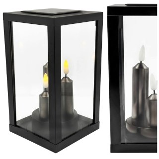 ZNICZ SOLARNY LED SZKLANY NA CMENTARZ NA GRÓB DEKORACYJNY LAMPION TRIO