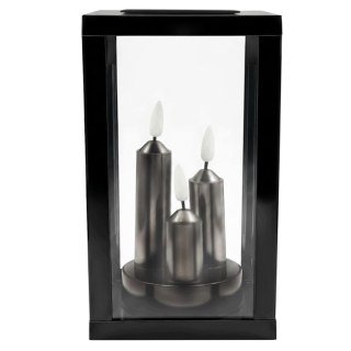 ZNICZ SOLARNY LED SZKLANY NA CMENTARZ NA GRÓB DEKORACYJNY LAMPION TRIO